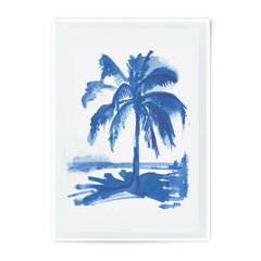 Blue Palm Tree Photographic Print, Coastal Art, Tropical Decor, Beach House Wall Art, Summer Vibes, Watercolor Painting - Tawshia
