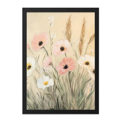 Floral Wall Art Print, Poppy Flower Painting, Botanical Art, Pastel Flower Art, Flower Field Art, Modern Home Decor, Framed Art, Wall Decor - Tawshia
