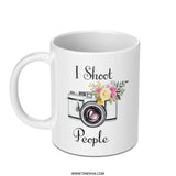 Photographer Mug, I Shoot People Mug, Camera Mug, Floral Mug, Photography Lover Gift, Funny Photographer Mug, Gift for Photographer - Tawshia