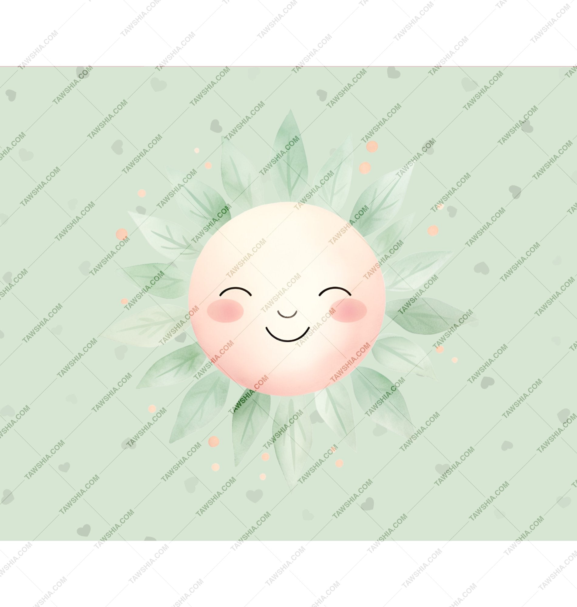 Adorable Sun Smiley with Leaves Design art product