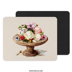 Ice Cream Bouquet Mouse Pad, Floral Dessert Mousepad, Food Art Desk Decor, Cute Desk Accessory, Office Gift Idea - Tawshia