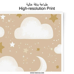 Celestial Dreams Photographic Print, Nursery Wall Art, Moon and Stars Decor, Kids Room Print, Baby Shower Gift, Cute Clouds - Tawshia