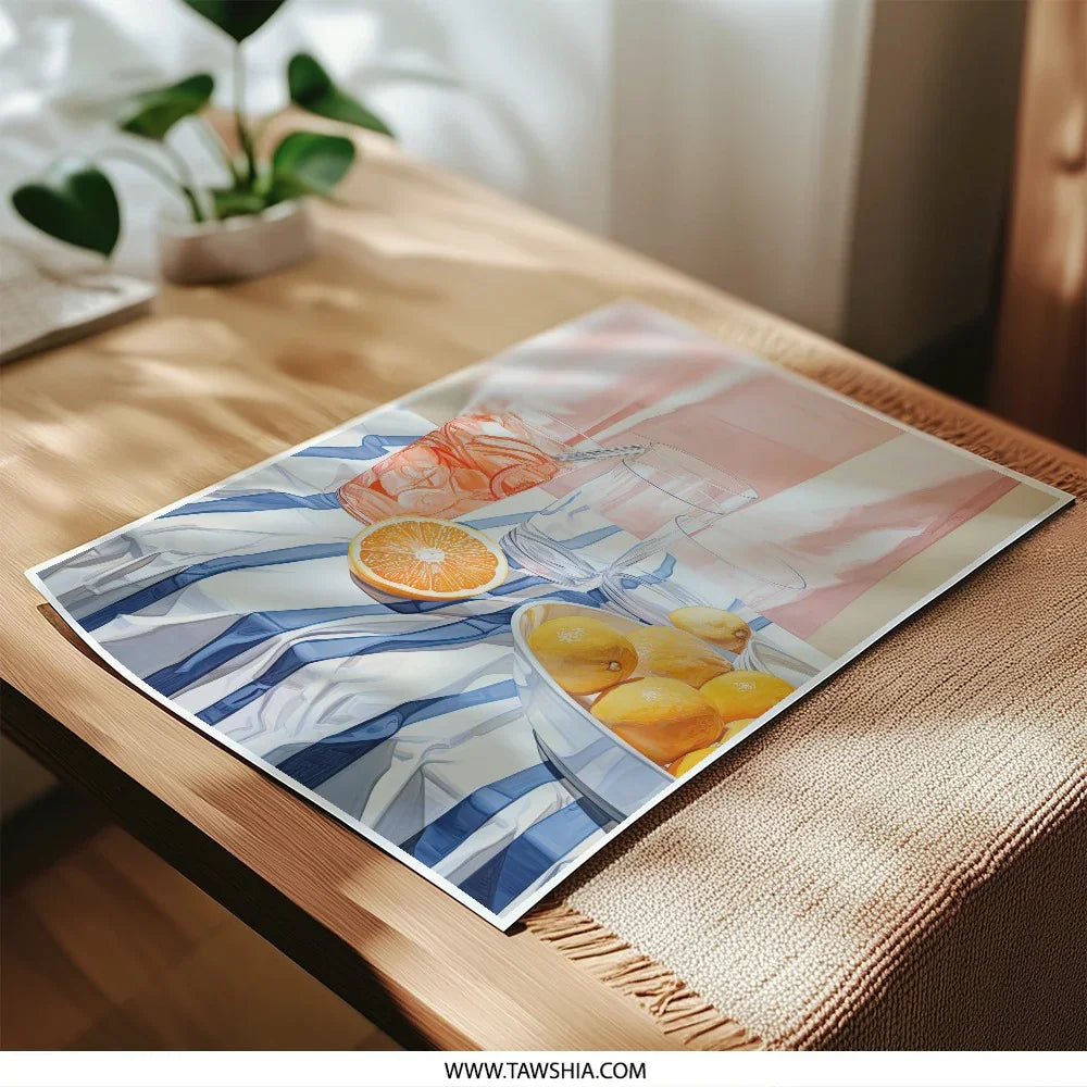 Citrus Still Life Photographic Prints, Summertime Refreshments Wall Art, Modern Kitchen Decor, Fruit Photography, Vibrant Home Decor - Tawshia