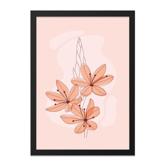 Floral Wall Art Print, Peach Flower Poster, Modern Botanical Wall Decor, Minimalist Home Art, Spring Flower Illustration, Housewarming Gift - Tawshia