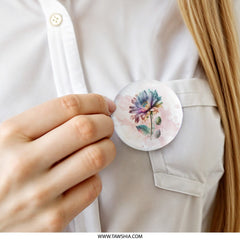 Watercolor Flower Pinback Button, Floral Button Badge, Colorful Bloom Pin, Botanical Art Pin, Flower Lover Gift, Button for Bags - Tawshia