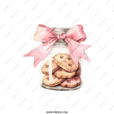 Cute Cookies Pillow, Jar with Cookies, Pink Bow Pillow, Holiday Treat Pillow, Kitchen Decor, Unique Gift, Decorative Pillow - Tawshia
