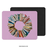 Book Lover Mouse Pad, Book Wreath Desk Mat, Reader Gift, Librarian Gift, Home Office Decor, Office Accessories, Book Circle Mousepad - Tawshia
