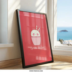 Cute Cupcake Wall Art, Kawaii Food Print, Dessert Lover Gift, Kitchen Decor, Spread the Love Wall Decor, Whimsical Art Print - Tawshia