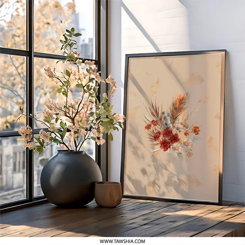 Floral Bouquet Wall Art, Boho Flower Print, Botanical Wall Decor, Trendy Home Decor, Modern Floral Art - Tawshia