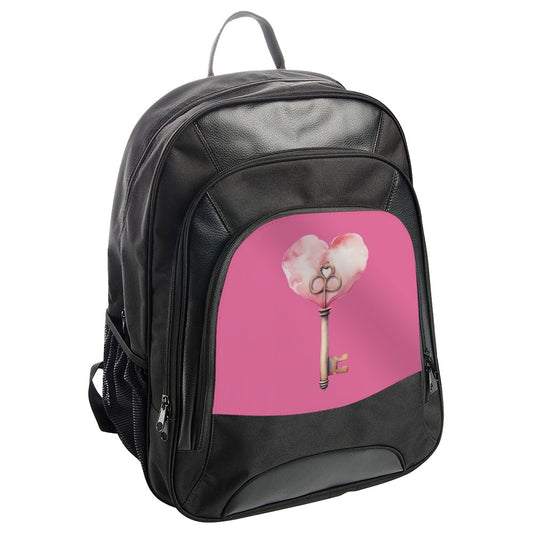 Heart Key Backpack, Pink Heart Backpack, Skeleton Key Backpack, Cute Backpack, Stylish Backpack, Trendy Backpack - Tawshia