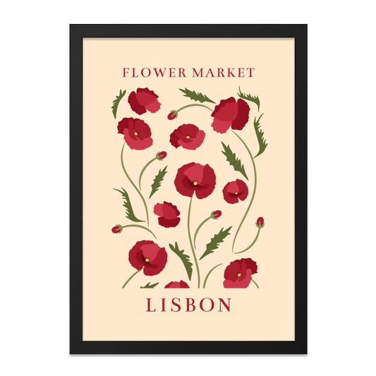 Flower Market Lisbon Wall Art, Poppy Flower Print, Floral Home Decor, Botanical Art, Lisbon Decor, Red Flowers Wall Decor - Tawshia