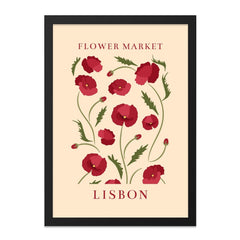 Flower Market Lisbon Wall Art, Poppy Flower Print, Floral Home Decor, Botanical Art, Lisbon Decor, Red Flowers Wall Decor - Tawshia