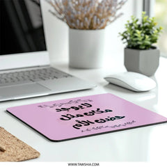 Arabic Mother's Love Mouse Pad, Floral Accent, Mother's Day Gift, Pink Mousepad, Unique Desk Decor, Gift for Mom, Calligraphy Mousepad - Tawshia