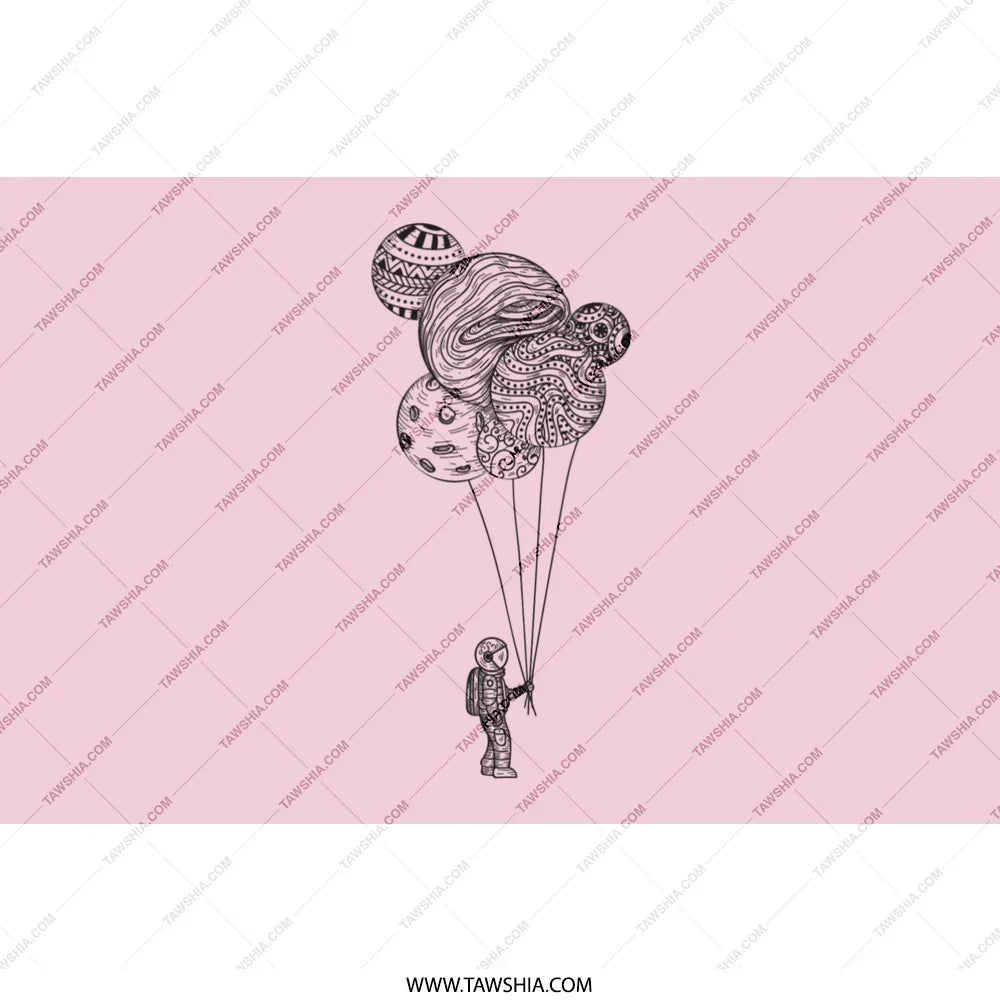 Astronaut with Unique Patterned Balloons Art product type
