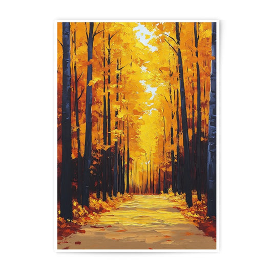 Autumn Forest Photographic Print, Golden Trees Artwork, Fall Landscape Photography, Nature Wall Decor, Colorful Impressionist Art Print - Tawshia