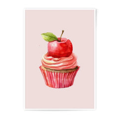 Watercolor Cupcake Photographic Prints, Cherry Topped Cupcake Art, Dessert Wall Decor, Whimsical Kitchen Art, Food Photography - Tawshia