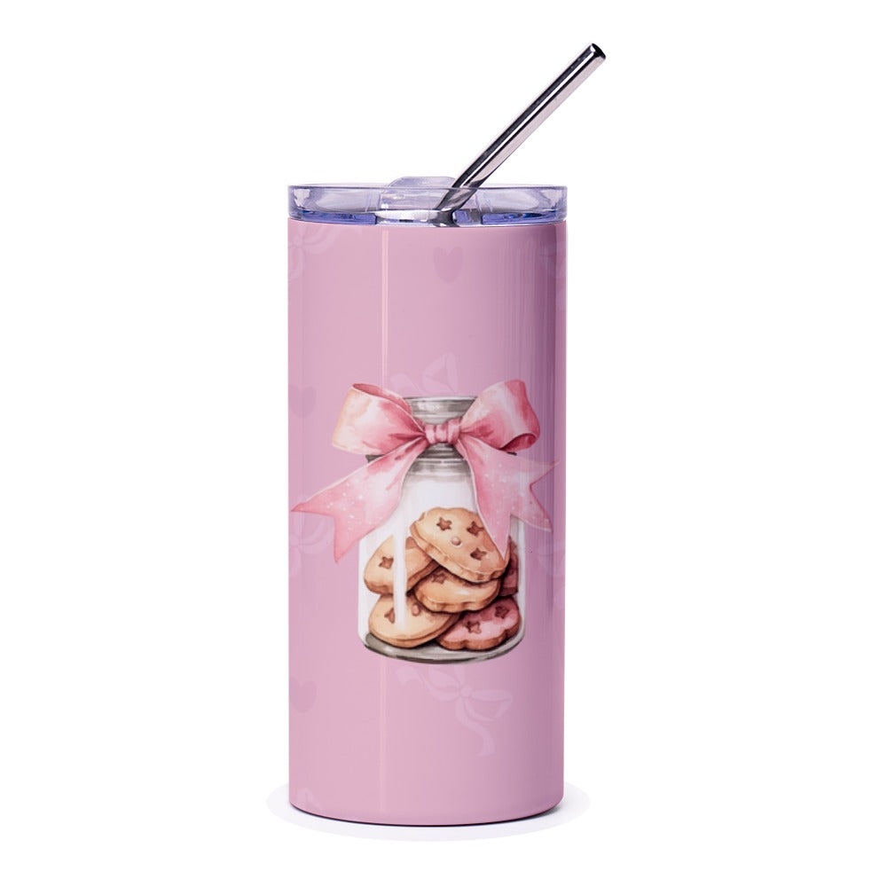 Cookies Jar Tumbler, Bow Tumbler, Cute Tumbler, Pink Tumbler, Drinkware Tumbler, Gift For Her, Custom Tumbler - Tawshia