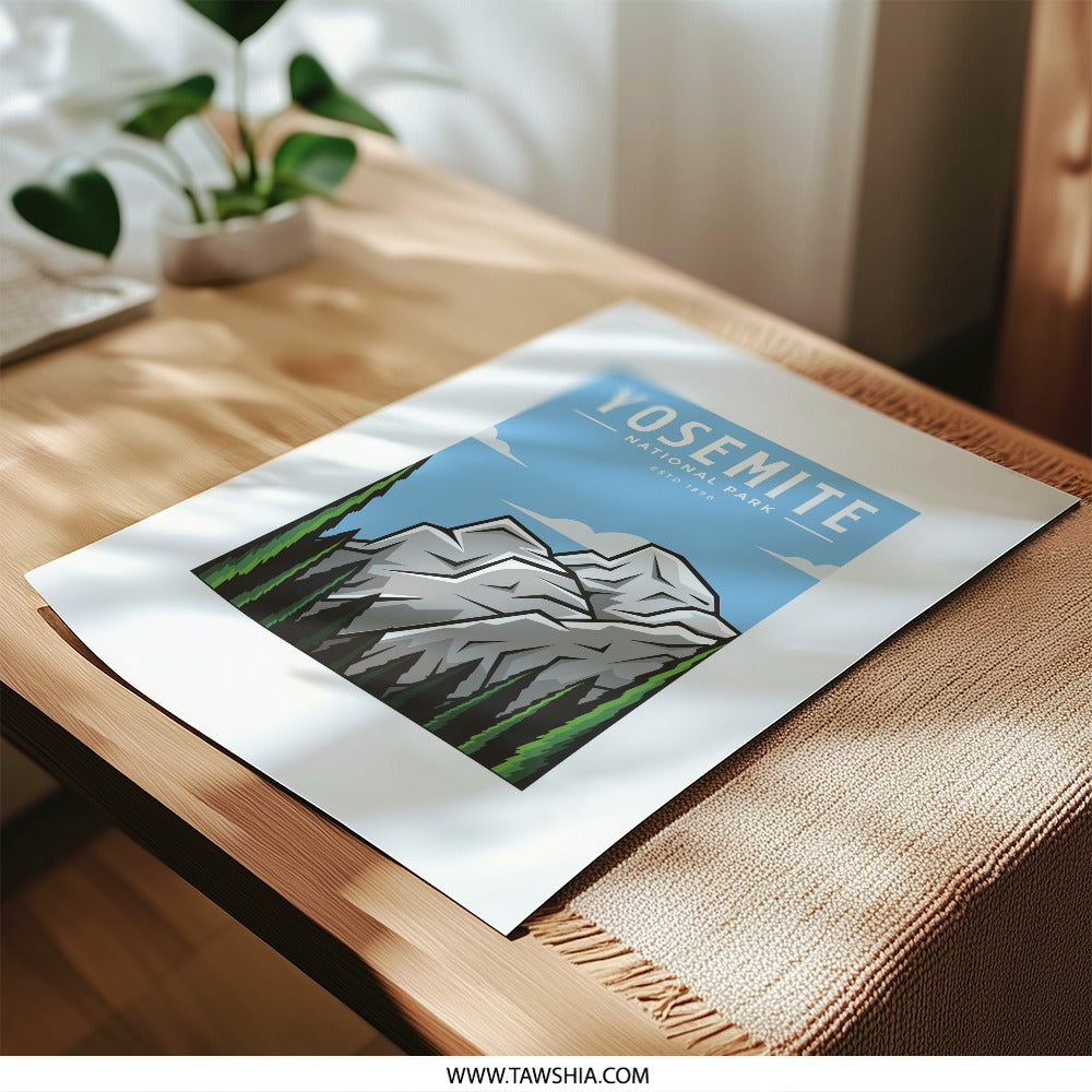 Yosemite National Park Photographic Print, California Landscape Art, Mountain Photography, Home Decor, Wall Art, Travel Poster - Tawshia