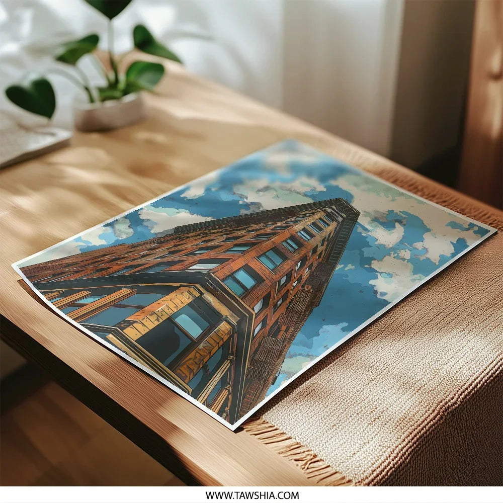 Architectural Photographic Print, Building and Sky Art, Unique Perspective Print, Urban Landscape Decor, Cityscape Wall Art - Tawshia