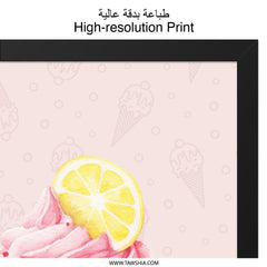 Pink Cupcake Framed Wall Art, Watercolor Dessert Print, Kitchen Decor, Cute Food Art, Whimsical Art Print, Lemon Slice Topping, Ready to - Tawshia