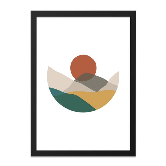 Abstract Mountain Wall Art, Minimalist Landscape Print, Boho Sunrise Poster, Modern Geometric Artwork, Earth Tone Decor - Tawshia