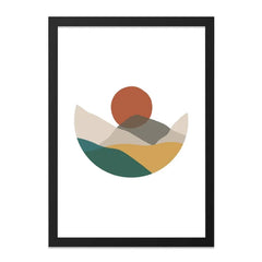 Abstract Mountain Wall Art, Minimalist Landscape Print, Boho Sunrise Poster, Modern Geometric Artwork, Earth Tone Decor - Tawshia