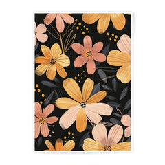 Floral Pattern Photographic Print, Yellow Pink Flower Art, Modern Home Decor, Botanical Wall Art, Stylish Floral Artwork - Tawshia