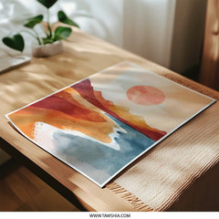 Abstract Sunset Photographic Print, Beach Landscape Art, Modern Wall Decor, Warm Tone Home Decor, Coastal Scenery Photo, Nature Art - Tawshia
