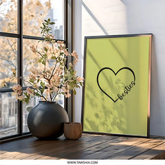 Besties Heart Wall Art, Friendship Decor, Minimalist Art Print, Gift for Best Friend, Sister Gift, Room Decor, Heart Art, Trendy Wall Art - Tawshia