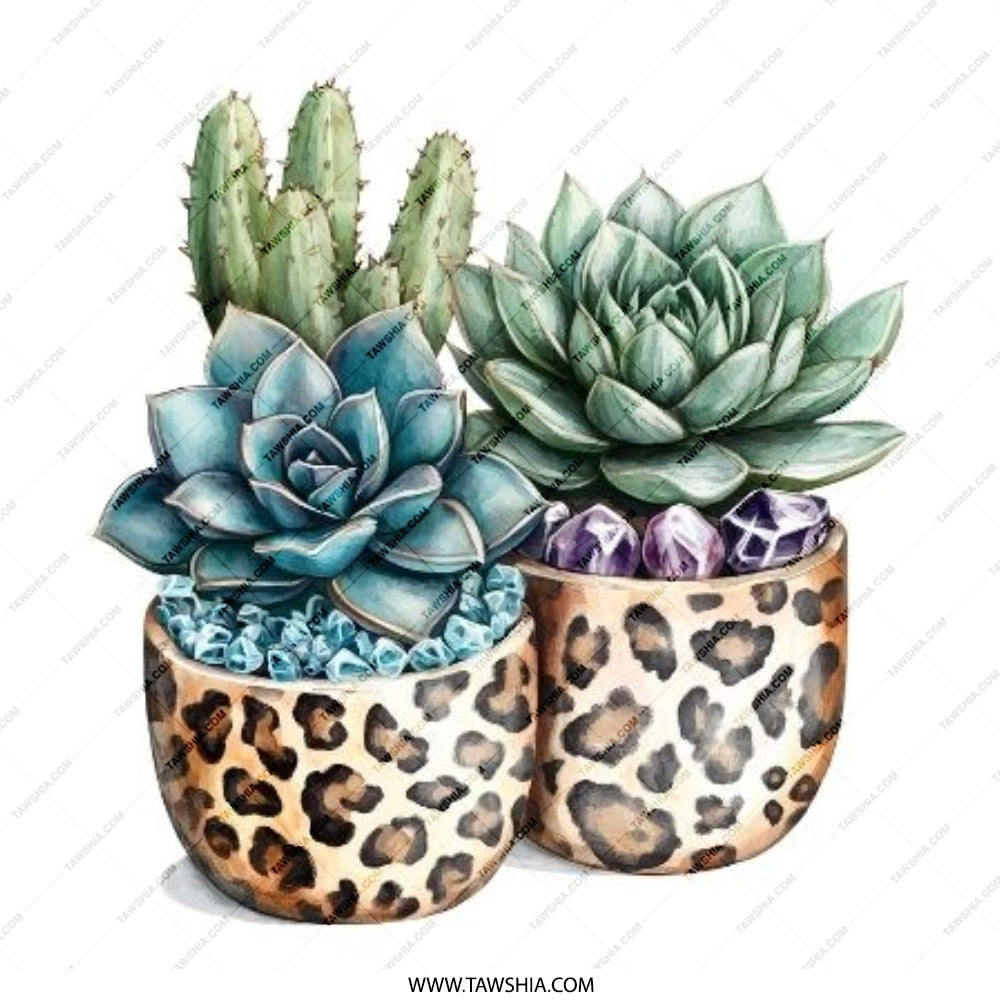 Succulent Plants Pinback Button, Cactus Button Badge, Potted Plants Badge, Leopard Print Pot, Boho Chic Button, Unique Badge - Tawshia
