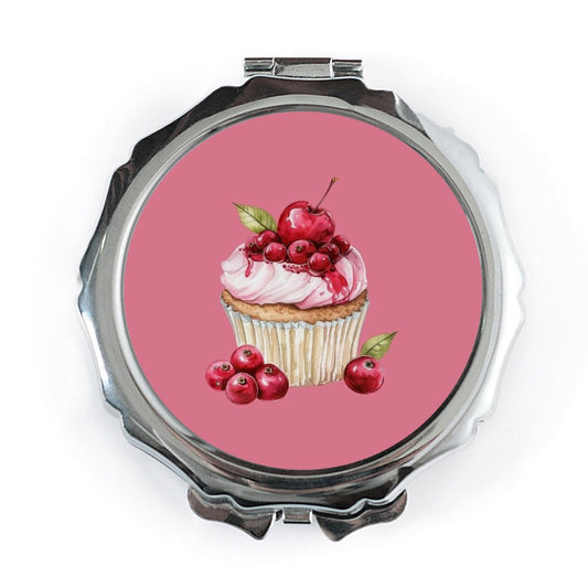 Cherry Cupcake Pocket Mirror, Foodie Mirror, Cute Pocket Mirror, Makeup Mirror, Compact Mirror, Gift for Her, Everyday Mirror - Tawshia
