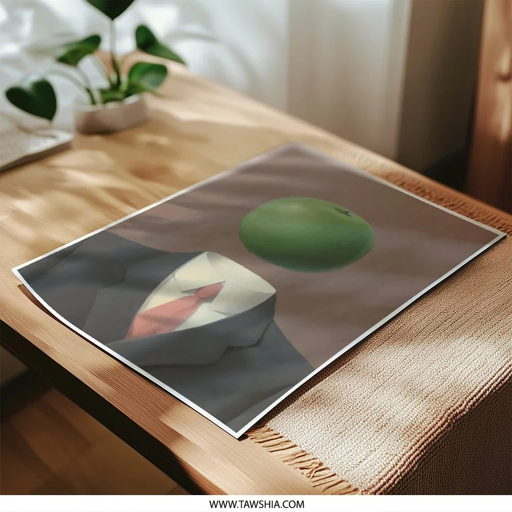The Son of Man Photographic Print, Rene Magritte Artwork, Surreal Art Print, Home Decor, Office Wall Art, Apple Head Painting - Tawshia
