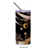 Celestial Art Tumbler, Moon Phases, Floral Design, Artistic Tumbler, Unique Tumbler, Drinkware, Gift Idea, Coffee Tumbler, Travel Tumbler - Tawshia