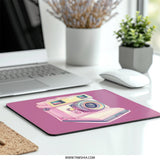 Retro Camera Mouse Pad, Cute Aesthetic Mousepad, Desk Accessory, Photographer Gift, Vintage Style, Computer Mat, Pink Mouse Pad, Office - Tawshia