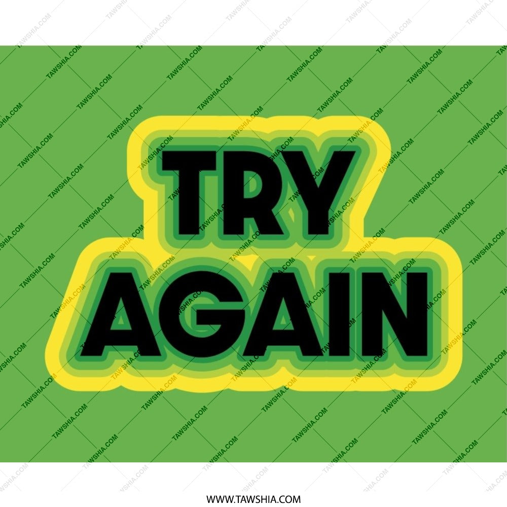 Try Again Mouse Pad, Motivational Quote Mousepad, Green Yellow Black Mouse Mat, Positive Message Desk Decor, Gaming Mouse Pad - Tawshia