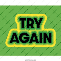 Try Again Mouse Pad, Motivational Quote Mousepad, Green Yellow Black Mouse Mat, Positive Message Desk Decor, Gaming Mouse Pad - Tawshia