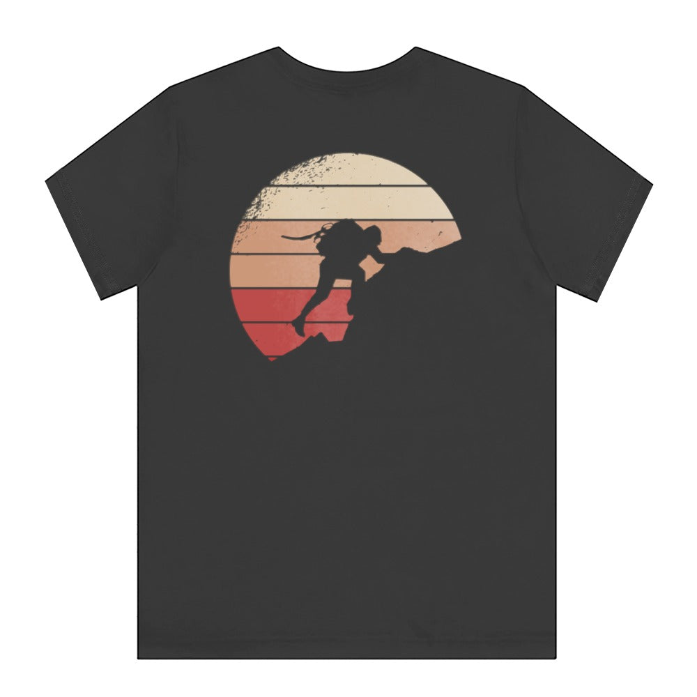 Retro Climbing Silhouette Graphic Black T-shirt product type