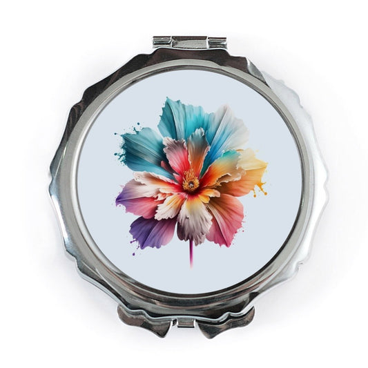 Colorful Floral Pocket Mirror, Flower Art Compact Mirror, Artistic Bloom Design, Handbag Mirror, Makeup Mirror, Gifts for Her - Tawshia