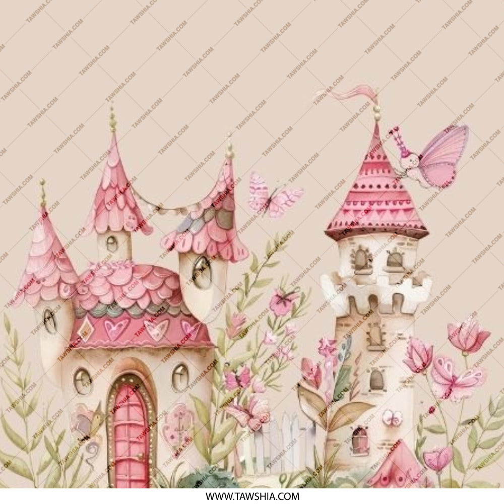 Pink Castle Pinback Button, Fairy Talecore Button, Butterflycore Button, Whimsicalcore Button, Fantasy Aesthetic Button, Gift Ideas - Tawshia