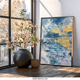 Abstract Blue and Gold Wall Art, Modern Art Print, Textured Wall Decor, Contemporary Home Decor, Living Room Art - Tawshia