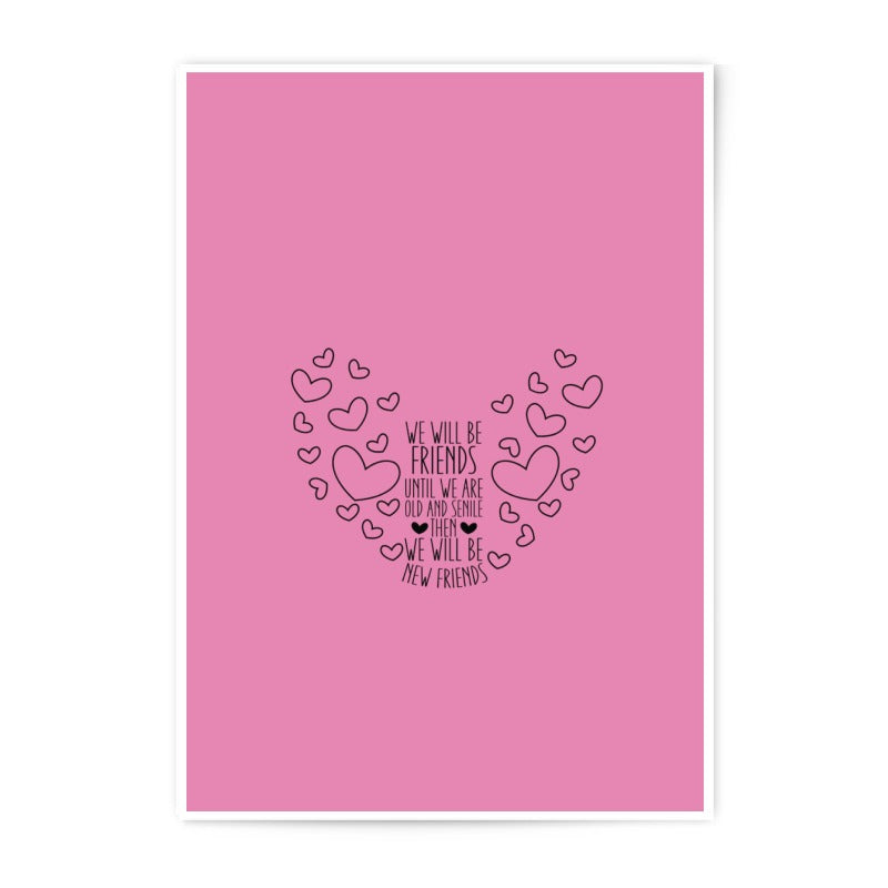 Friends Forever Photographic Prints, Heart Art, Friendship Wall Decor, Unique Gift, New Friends Illustration, Pink Room Decor - Tawshia
