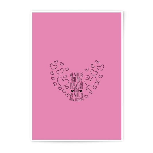 Friends Forever Photographic Prints, Heart Art, Friendship Wall Decor, Unique Gift, New Friends Illustration, Pink Room Decor - Tawshia