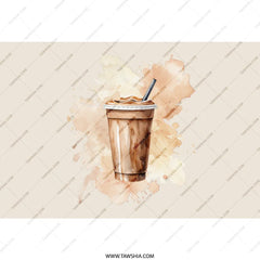 Iced Coffee Tumbler, Watercolor Frappe Cup, Aesthetic Beverage Tumbler, Cold Drink Lover Gift, Coffee Lover Tumbler, Stylish Coffee Tumbler - Tawshia