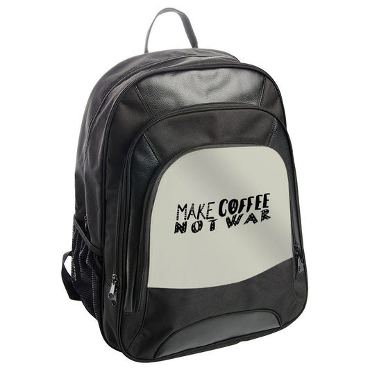 Make Coffee Not War Backpack, Slogan Backpack, Unique Backpack, Statement Backpack, Gift for Peace Lover, Coffee Lover Backpack - Tawshia