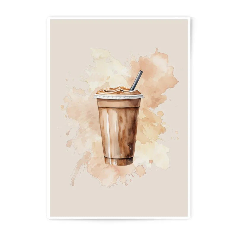 Iced Coffee Photographic Prints, Watercolor Coffee Art, Cafe Wall Decor, Coffee Lover Gift, Drink Art Print, Kitchen Art Prints - Tawshia