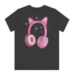 Sparkling Pink Cat Ear Headphones Graphic Shirt product type