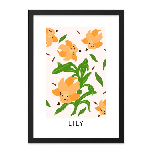 Lily Flower Wall Art, Floral Botanical Print, Modern Minimalist Home Decor, Orange Lily Illustration, Trendy Floral Art, Flower Drawing - Tawshia