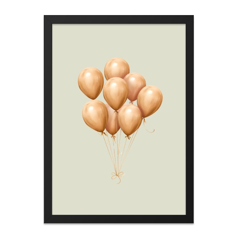 Gold Balloons Wall Art, Celebration Print, Party Decor, Elegant Balloons Art, Nursery Wall Decor, Festive Artwork, Golden Balloons Design - Tawshia