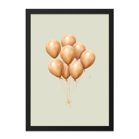Gold Balloons Wall Art, Celebration Print, Party Decor, Elegant Balloons Art, Nursery Wall Decor, Festive Artwork, Golden Balloons Design - Tawshia