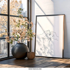 Minimalist Family Wall Art, Hands Heart Shape, Baby Feet Print, Modern Home Decor, Line Art Print, Nursery Art Print - Tawshia